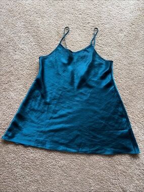 Silky Teal Slip Camisole Top with Adjustable Straps